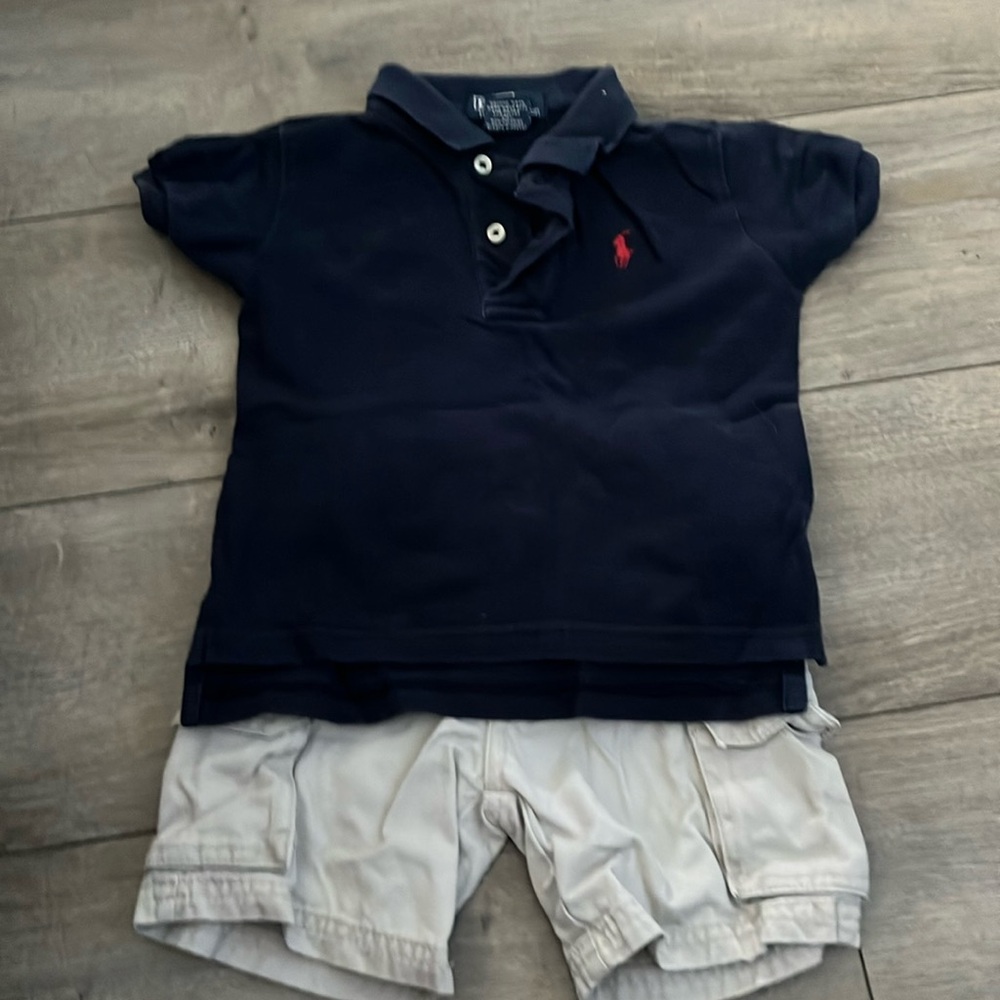 Polo shirt and shorts outfit. Size 12 months